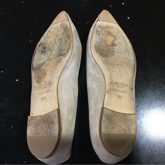 JIMMY CHOO Natural Romy Suede Ballet Flats - Picture 7 of 7